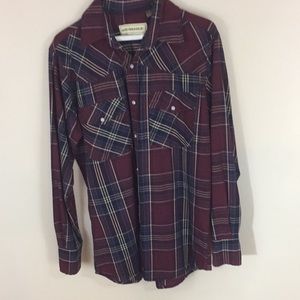 Bit & Bridle Purple Plaid  Snap Front Western Shirt Size Medium